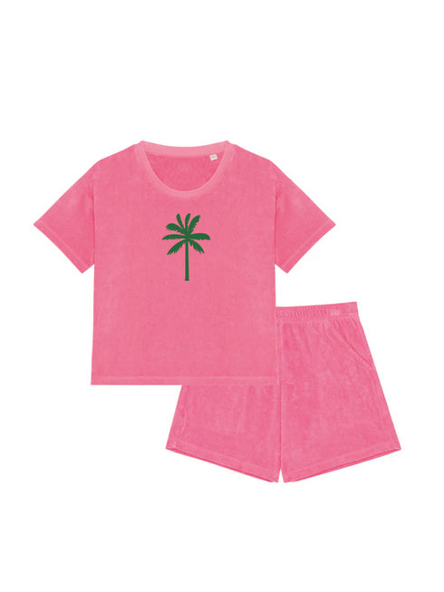 Girl Terry Set Palm Tree Green Velvet | NOTE: Delivery time 5-7 business days